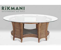 Designer Tisch aus Rattan oval – Schreibtisch mit Glasplatte - Bürotisch - Chef Tisch - California