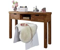 Wohnling Konsolentisch, Massivholz Sheesham, Kommode für Flur, Design Konsole mit Schubladen und Ablage, Anrichte im Landhaus-Stil Sekretär für Diele, Schreibtisch für Arbeitszimmer, 115 x 80 x 35 cm