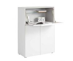 Pharao24 Schreibsekretär in Weiß Glas beschichtet