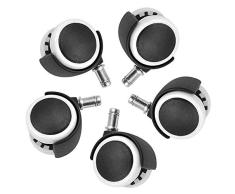 Yaheetech 5 Stück Bürostuhlrollen Hartbodenrollen 50mm Drehstuhlrollen Rollenset Caster Räder für Hartboden