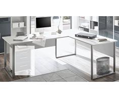 moebel-guenstig24.de Eckschreibtisch Office LINE LUX Winkelschreibtisch Schreibtisch B�ro Lichtgrau Abs. Glas Graphit