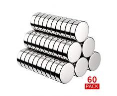 BUSATIA Neodym Magnete, 60 Stück Rund Magnets 10x3mm Mini Magneten für Magnettafel, Whiteboard, Magnetboard, Pinnwand, inkl. Aufbewahrungs Box (60pcs)