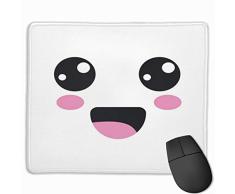Mauspad, Schreibtisch-Mauspad, Mauspads für Laptop-Computer, Mausmatte Entzückendes Kawaii-glückliches Gesicht mit Mund und Wangen Kunst