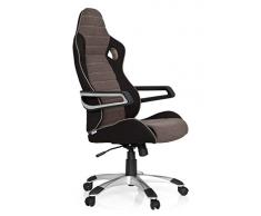 hjh OFFICE 621849 Gaming Stuhl RACER PRO IV Stoffbezug Schwarz/Braun Schalensitz Chefsessel mit hoher Rückenlehne