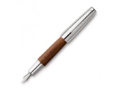 Faber-Castell 148200 - Füllfederhalter e-motion Holz / Chrom, Feder: M, inklusive Geschenkverpackung, Schaftfarbe: braun / silber