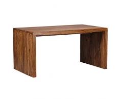 FineBuy Schreibtisch Massiv-Holz Sheesham Computertisch 160 cm breit Echtholz Design Ablage Büro-Tisch Landhaus-Stil Natur-Produkt Büro-Möbel dunkel-braun Modern Büroeinrichtung rechteckig 76 cm hoch