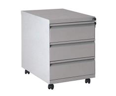 Froschkönig24 Rollcontainer, Bürocontainer, abschließbar, 3 Schubladen, weiß