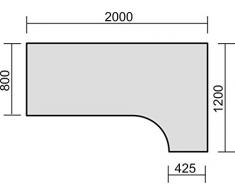 PC-Schreibtisch rechts höhenverstellbar, C Fuß Blende optional, 2000x1200x680-820, Weiß/Silber, Geramöbel