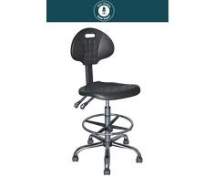 Arbeitsstuhl - OPERATOR - mit Lehne - hochwertiger ergonomischer Bürodrehstuhl, höhenverstellbarer Arbeitshocker, Drehhocker mit verstellbarem Fußring und Stahlgestell, Werkstattstuhl, Lagerstuhl