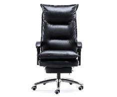 XYGB Bürostuhl Höhenverstellbarer Bürostuhl mit Ausziehbarer Fußablage Extra Großer Orthopädischer Chefsessel Ergonomischer Gaming Stuhl(Schwarz), Black