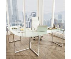 cagü: DESIGN SCHREIBTISCH ECKSCHREIBTISCH [MANHATTAN] WEISS aus GLAS mit WEISSEM GESTELL 180cm x 160cm, NEU!