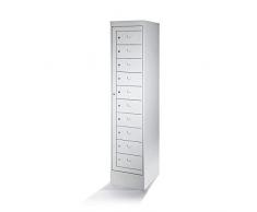 Laptopschrank - 10 Fächer, HxB 1900 x 400 mm - lichtgrau - Laptopschrank Laptopschränke