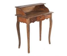 DESIGN DELIGHTS Vintage MASSIVHOLZ SEKRETÄR Napoleon | braun, 80x92cm(BxH), Recyclingholz, Shabby Style Konsolentisch| Schreibtisch im Kolonialstil