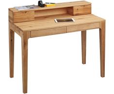 HomeTrends4You 612522 Schreibtisch / Sekretär / Konsolentisch Oskar, Echtholz Wildeiche massiv geölt, mit Schubladen und Aufsatz, 110x55cm, Gesamthöhe 96cm, Höhe Tischplatte 76cm