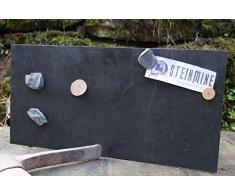 Magnettafel Echt Schiefer 4 In 1 (Magnetwand+Kreidetafel+Pinnwand+Wandbild) Naturstein Magnetboard inkl 1x Steinmagnet und 1x Kreidestück Größen 30x60cm, 40x60 cm, 80x60cm (Grey Impact, 40cm x 61cm)