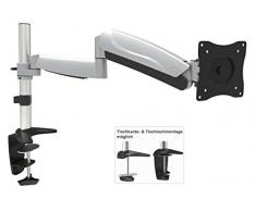 RICOO Monitor Tischhalterung Monitorhalterung TS3011 Gasfeder Monitorständer Schwenkbar Neigbar Höhenverstellbar Schreibtisch Bildschirmständer Halter Monitorhalterungen VESA 75x75 100x100 Silber