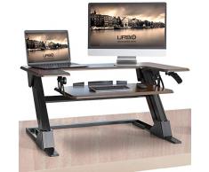 Urbo Larix Stehpult mit Zwei Ebenen, ergonomischer Stehschreibtisch mit neigbarem Tastaturfach und Rille für Handy und Tablet sowie sofortiger Umwandlung von Schreibtisch in EIN Stehpult