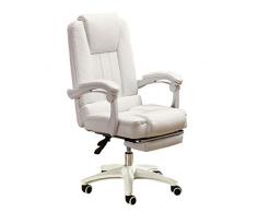 OUG-Chaise de bureau Bürostuhl/Spielstuhl/Chefsessel, Gestell mit doppeltem Rücken, Anti-Rutsch-Rolle, Ergonomisch, Gepolstertes Komfortkissen, Einziehbare Fußstütze, Geeignet für Büroangestellte