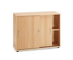 Möbelpartner Aktenschrank SERIE 4000 | HxBxT 760 x 1000 x 395 mm| Buche | Aktenregal Schrank Regal Büroschrank Schiebetürenschrank