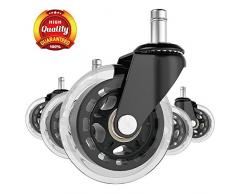 Czaing Ersatzrollen für Bürostuhl, Gummi, für Hartholzböden und Teppich, strapazierfähige Bürostuhlrollen für Stühle als Ersatz für Stuhlmatten – universell passend (5 Stück), Holz, 11