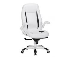 AMSTYLE Bürostuhl Belgrad Bezug Kunstleder Weiß Design Schreibtischstuhl X-XL 110 kg Chefsessel höhenverstellbar Drehstuhl ergonomisch mit Armlehnen Racer Hohe Rücken-Lehne Wippfunktion Racing Race