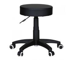 FineBuy Hocker London Design Arbeitshocker verstellbar Bezug Kunstleder Schwarz Sitzhocker Rollen Rollhocker gepolstert ohne Lehne Praxishocker auf Rollen Arzthocker Hartbodenrollen höhenverstellbar