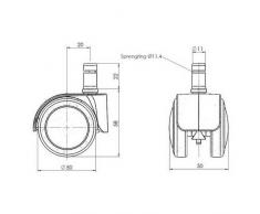 hjh OFFICE 5X Design-Rollen 11mm / 50mm Büro-Stuhl-Rollen für Hartböden Chrom (5er Pack)
