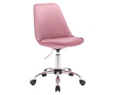 WOLTU 1x Arbeitshocker Schreibtischstuhl Rollhocker Bürohocker Drehhocker, stufenlos höhenverstellbar, Samt, Rosa, BS60rs