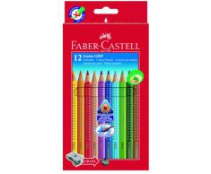 Faber-Castell 110912 - Farbstifte Jumbo GRIP, 12er Kartonetui, inklusive Spitzer