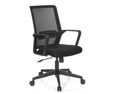 hjh OFFICE 732030 Bürostuhl Preston Stoff Schwarz Home-Office Drehstuhl ergonomisch mit Lendenwirbelstütze, Netzrücken