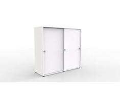 KYRO Schiebetürenschrank 1 Mittelwand, Schloß, 4 Einlegeböden, stapelbar, 5 Gleiter, Korpus Office-grau/Front Officegrau, ohne Montage