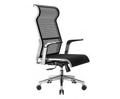 NSCHJZ Bürostuhl Ergonomisch mit Hoher Rückenlehne, Orthopädischer Schreibtischstuhl hat Wippfunktion und Höhenverstellung, Halsschonend, Höhenverstellung Chefsessel