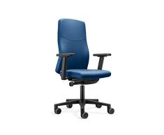 LÖFFLER Ergonomischer Bürostuhl / Drehstuhl BASIC mit verstellbarer Sitzhöhe, anpassbaren Armlehnen, Rückenlehne mit Gewichtsautomatik (Blau)