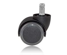 Bürostuhlrollen für Hartböden/Laminat/Parkett 11mm 5 Stück Büro-Stuhl-Rollen (50mm Ø, Lastabhängig gebremst)