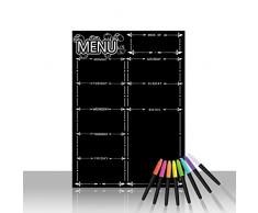 Alaman Wöchentlich Magnetischer Kalender, Kühlschrank-Kalender Magnettafel mit Wochenplaner Familie Menüplaner mit der Einkaufsliste und Noten 41x31 cm(Schwarz)