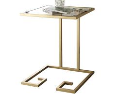 YNN Sofa Beistelltisch Couchtisch Snack Tisch Metall + Gehärtetem Glas Nachttisch Computer Schreibtisch Beistelltisch 45 * 45 * 60 cm (Farbe : Gold)