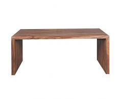 FineBuy Schreibtisch Massiv-Holz Sheesham Computertisch 180 cm breit Echtholz Design Ablage Büro-Tisch Landhaus-Stil Natur-Produkt Büro-Möbel dunkel-braun Modern Büroeinrichtung rechteckig 76 cm hoch