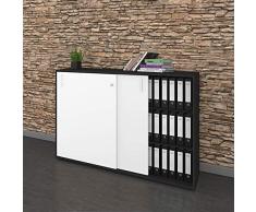 Weber Büro Schiebetürenschrank Sideboard NOVA 3OH 1.640 x 1.085 mm in Anthrazit-Weiß