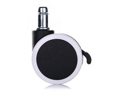 LIHAO 5X Hartbodenrollen Drehstuhlrollen 11mm/50mm gebremst Rollenset für Bürostuhl Schwarz Weiß