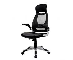 IntimaTe WM Heart Schreibtischstuhl mit Hoher Rückenlehne, Ergonomischer Bürostuhl aus Mesh, Drehstuhl, High Back Chefsessel aus Netzstoff, Netzstuhl mit Kopfstütze und klappbarer Armlehne, schwarz