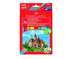 Faber-Castell 120136 - Farbstifte CASTLE Hexagonal, 36er Kartonetui inklusive 1 Spitzer