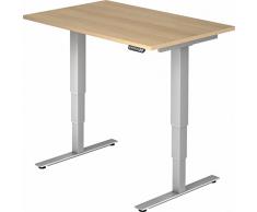 Bümö® ergonomischer Schreibtisch elektrisch höhenverstellbar | elektrischer Bürotisch | höhenverstellbarer Büroschreibtisch mit Memoryfunktion in Rechteck: 120x80 cm Eiche