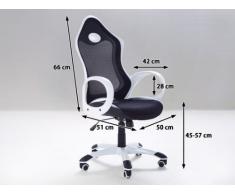 Designer Leder Chefsessel / Bürosessel / Bürostuhl / Drehstuhl New Age Farbe SCHWARZ WEISS Chrom Fußkreuz, günstig