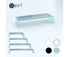 bijon® TV Aufsatz Glas Bildschirm-Erhöhung | PC Monitor-Erhöhung, Schreibtisch-Aufsatz für Laptop Erhöhung, Monitor-Erhöhung | (B/T/H) 800x300x130mm - Satin