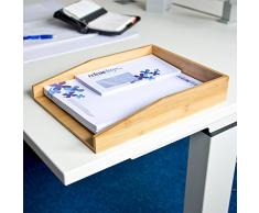 Relaxdays Briefablage Bambus, Schreibtischablage für A4 Papier, Dokumente, Unterlagen, HxBxT: 6 x 25 x 33 cm, natur