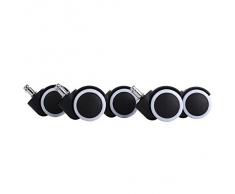 LIHAO 5X Hartbodenrollen Drehstuhlrollen 11mm / 50mm Rollenset für Bürostuhl Schwarz Weiß