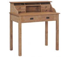 vidaXL Teak Massivholz Schreibtisch mit 6 Schubladen Fächern Computertisch PC Tisch Sekretär Bürotisch Arbeitstisch Büromöbel Holztisch 90x50x100 cm
