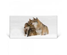 banjado - Magnettafel silber Pinnwand 78x37cm Memoboard Whiteboard mit Motiv Wölfe