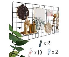 WUZILIN Upgrade Wandgitter Regal,DIY Eisen Gitter der Fotowand Dekoration Pinnwand Foto an der Memoboard Hängen in der Familie, Küche, Büro und so weiter (40 * 80cm) Schwarz