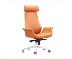 LIXIAO Computer Chair Europäischer Chefsessel Aus Leder Ergonomischer Bürodrehstuhl Manager Computer Chair,Orange